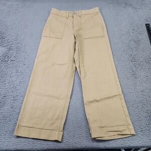 Khaki Pants Youth 10 Beige Wide Leg Canvas Front Pockets Zip Fly Casual Workwear